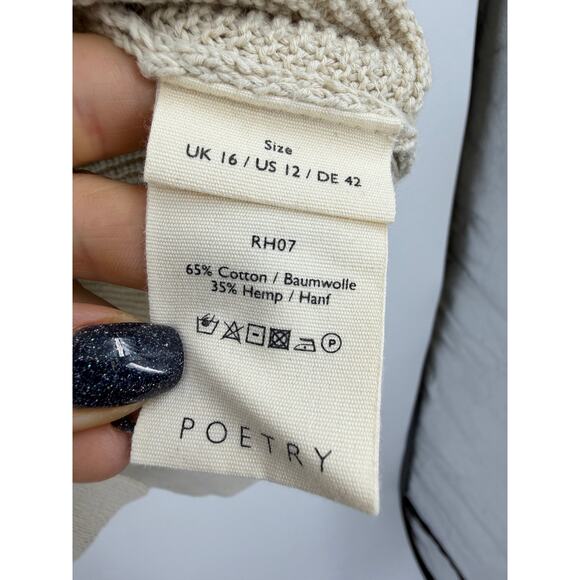 Poetry Womens Knit Cardigan Jacket Size 13 Oatmeal Cotton Hemp Sustainable - Picture 5 of 9